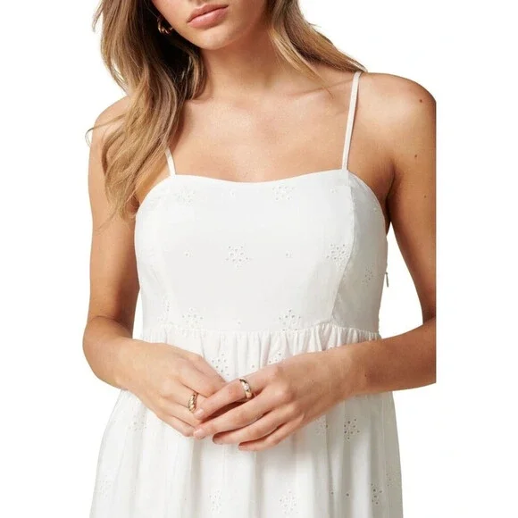 Ever New $179 Bailey Embroidered lyocell Midi Dress Porcelain White size 4 XS - Picture 2 of 7